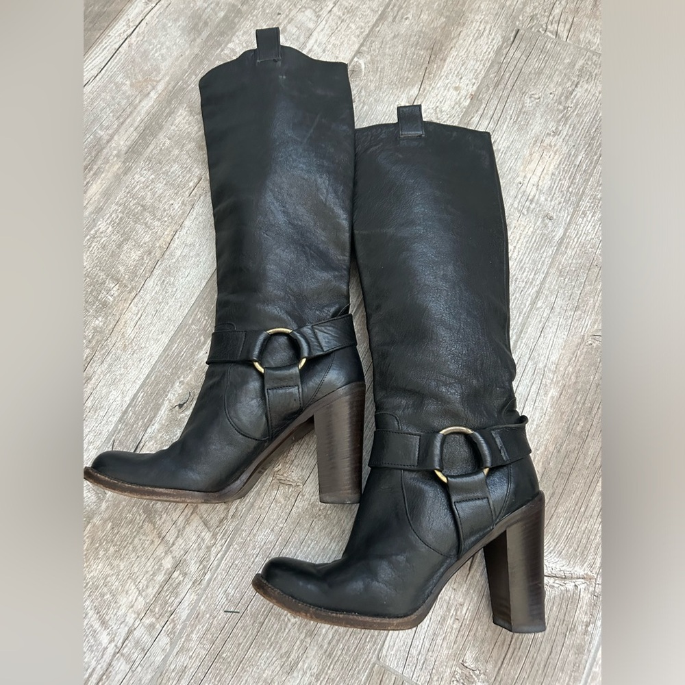 L'Autre Chose Black Leather Boots 37 1/2 (US 7)